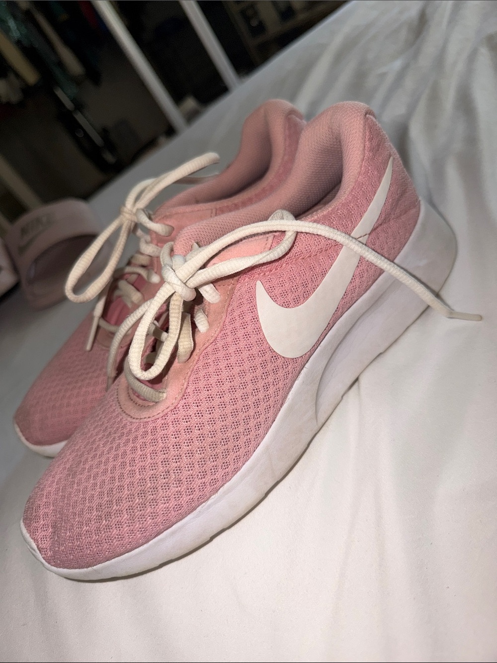 Nike Women’s Pink Mesh Running Sneakers with White Swoosh